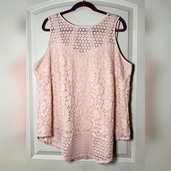 CATO Soft Pink Lace Dressy Sleeveless Top - Plus Size 18/20W - Picture 6 of 9